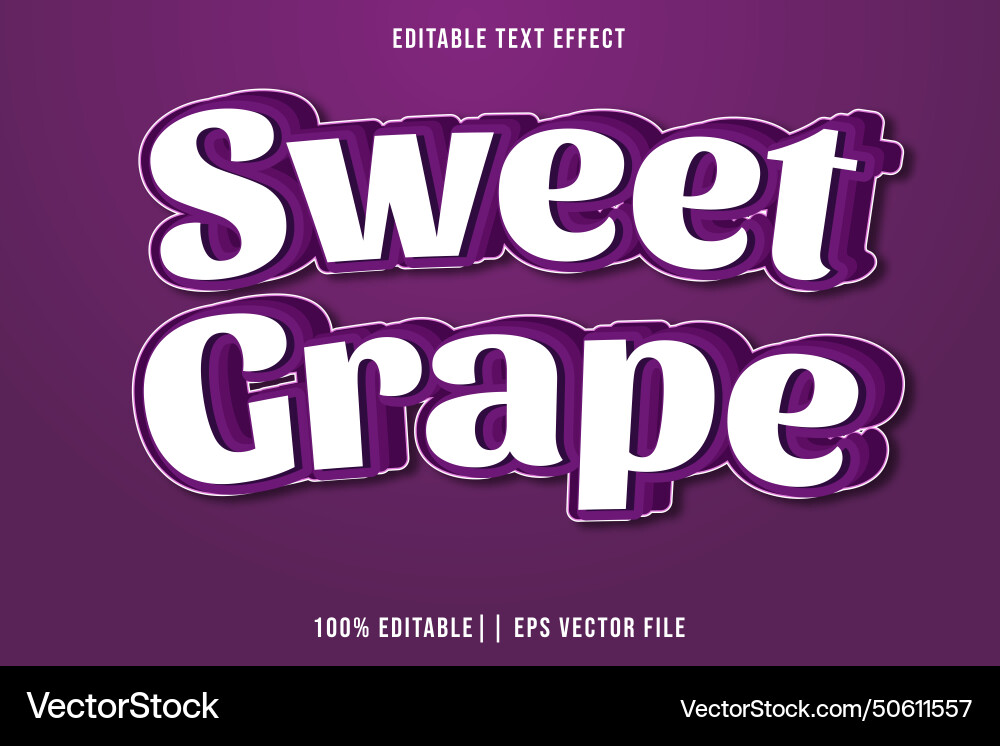 Sweet grape editable text effect 3d emboss style Sweet grape editable text effect 3d emboss style vector image