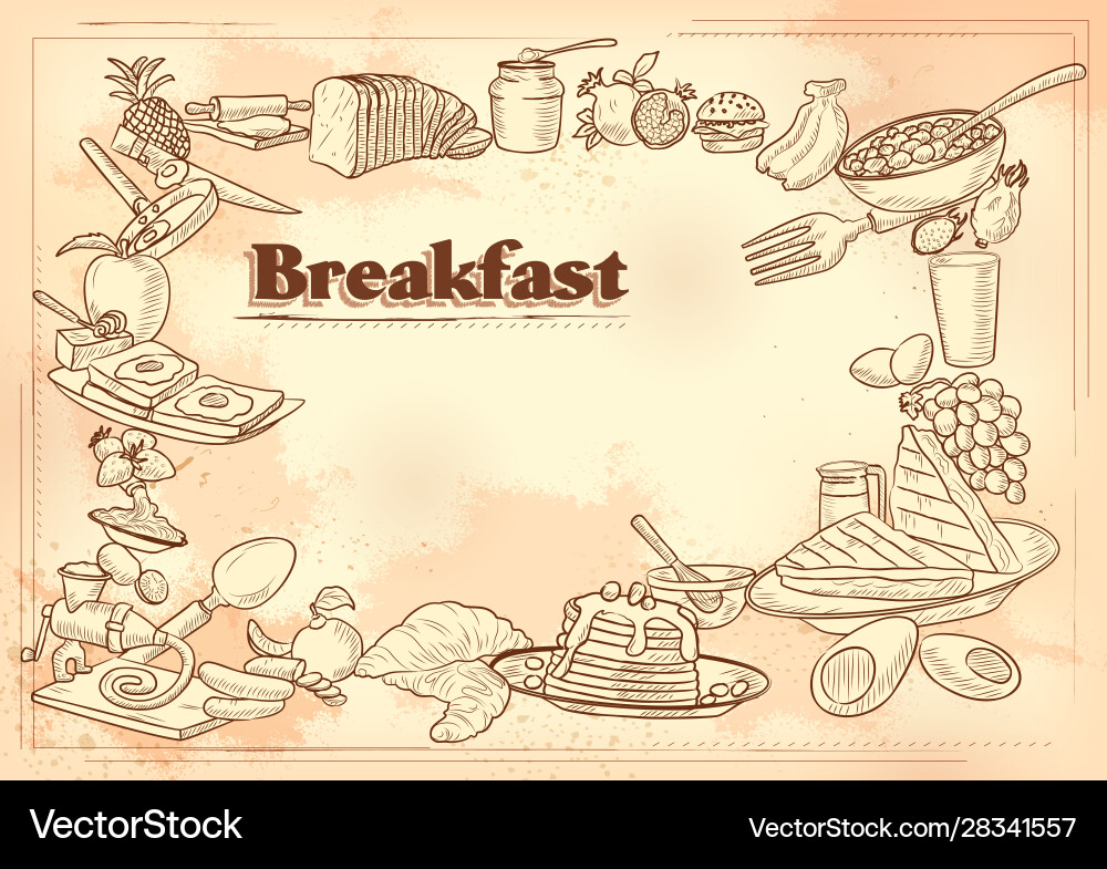 Template different types breakfast item Template different types breakfast item vector image