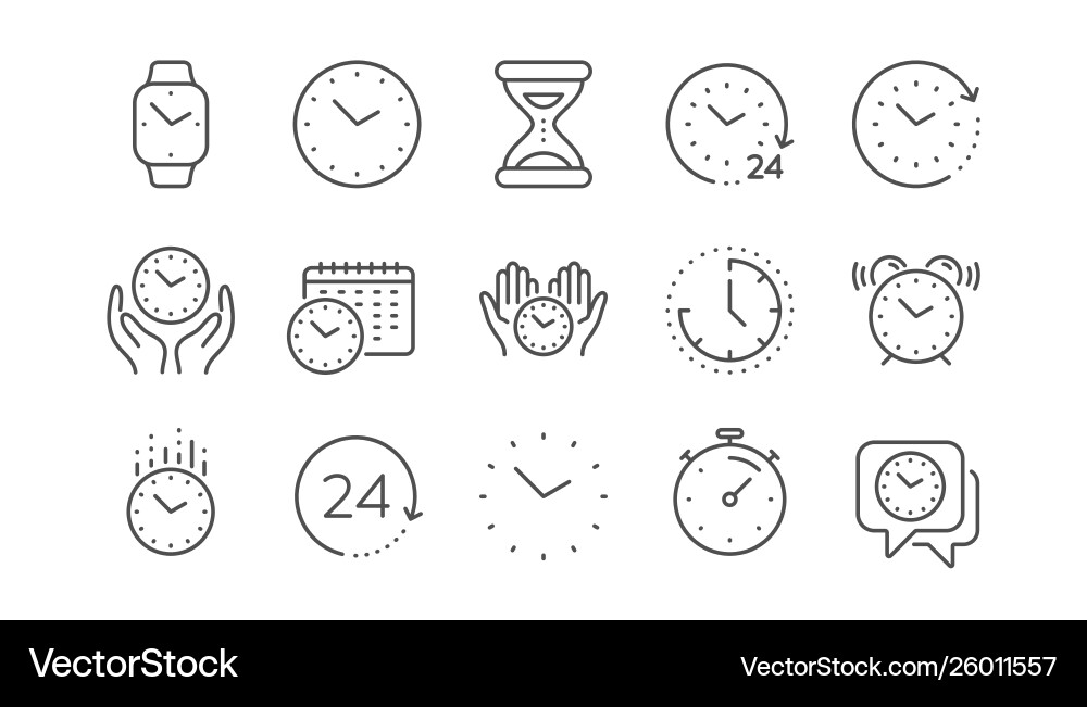 Time and clock line icons timer alarm Vector Image
