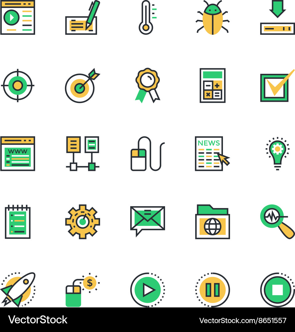 User interface and web colored icons 9 vector image