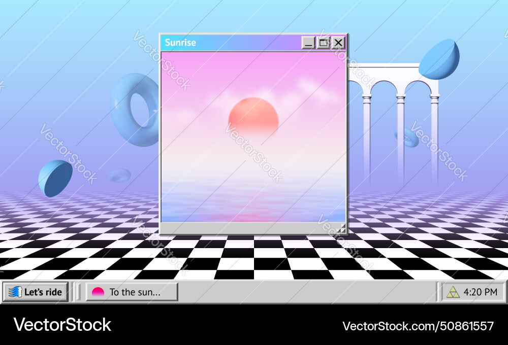 Vaporwave abstract background with os window Vaporwave abstract background with os window vector image