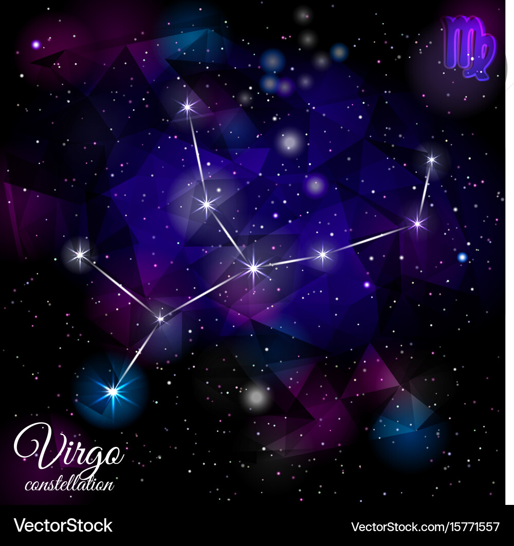 Virgo constellation with triangular background Virgo constellation with triangular background vector image