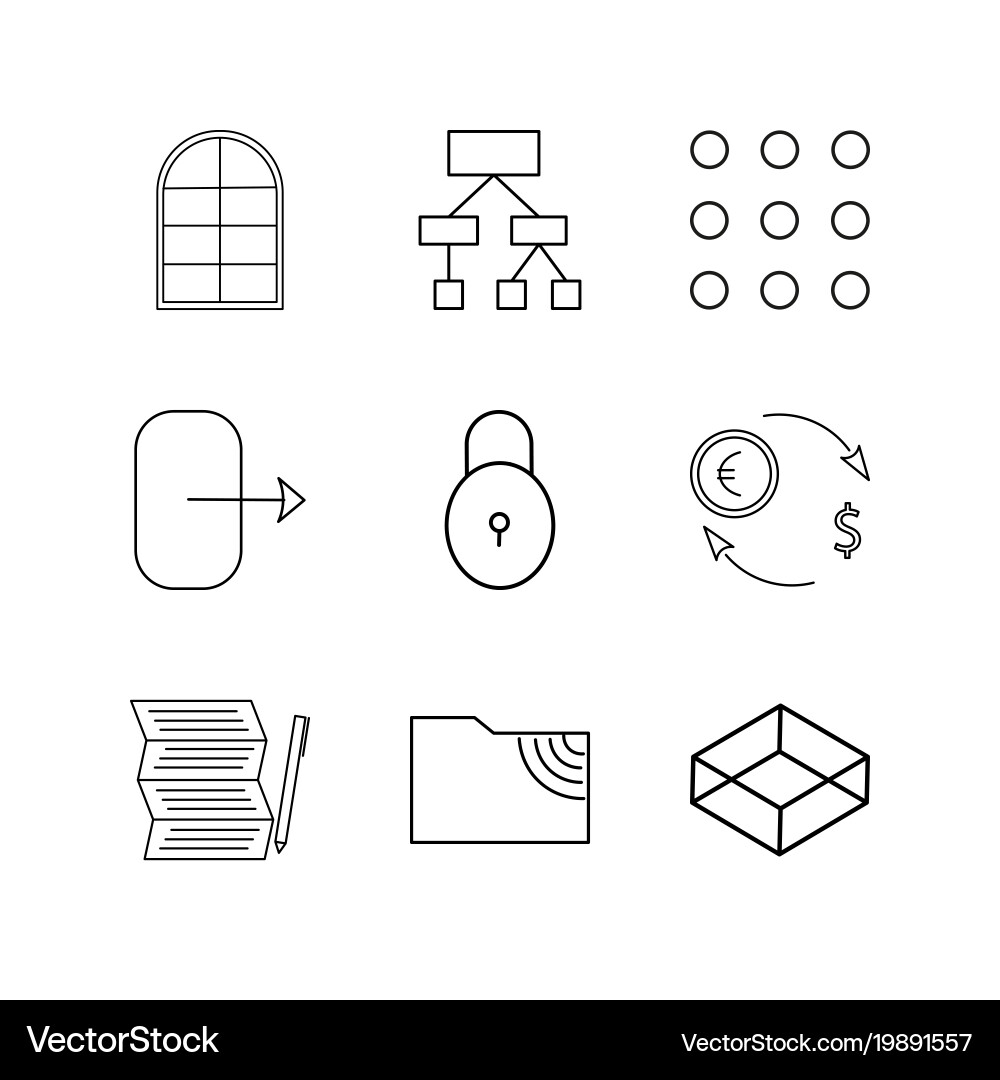 Web linear icon set simple outline icons vector image