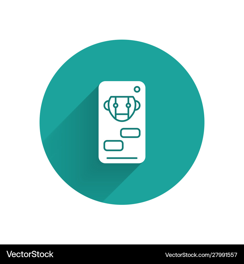 White bot icon isolated with long shadow robot White bot icon isolated with long shadow robot Vector Image