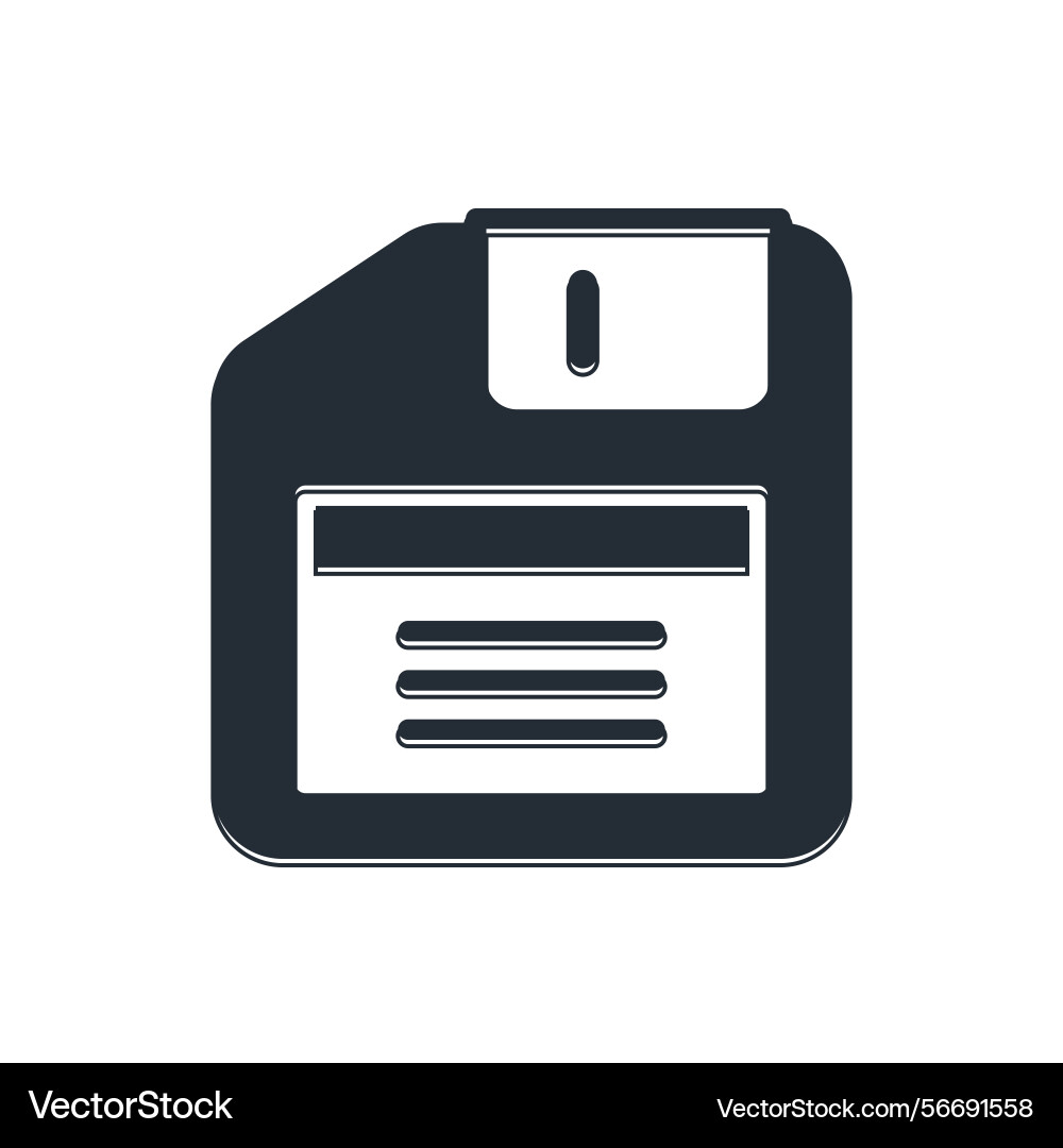 Black floppy disk for computer data storage icon Black floppy disk for computer data storage icon Vector Image