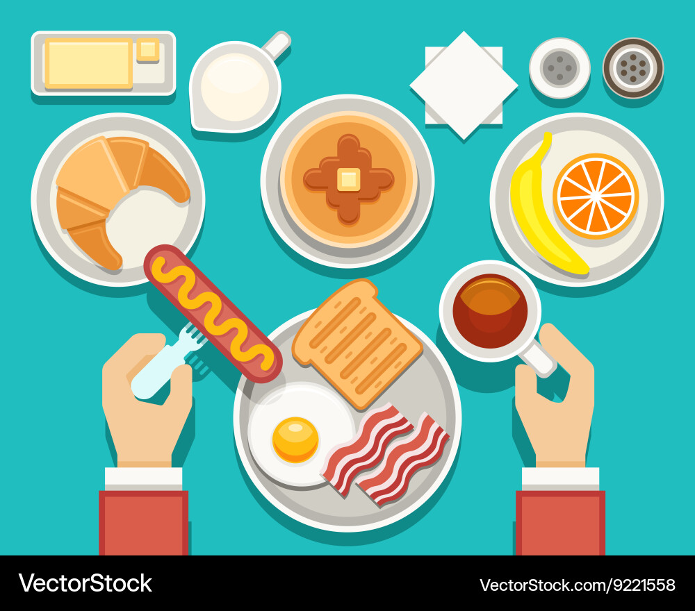 Breakfast concept with fresh food Royalty Free Vector Image