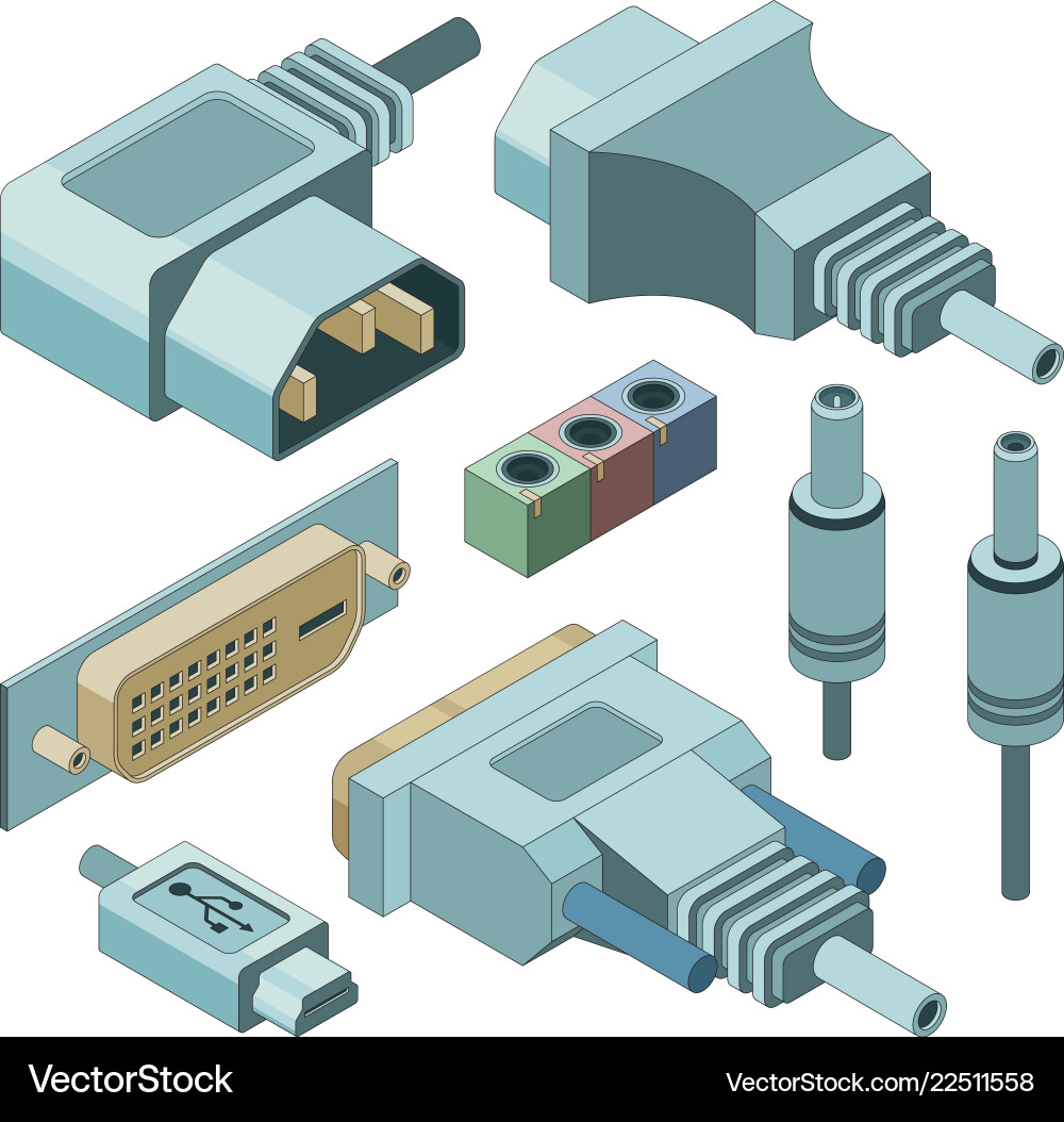 Computer Connector Collection vector image