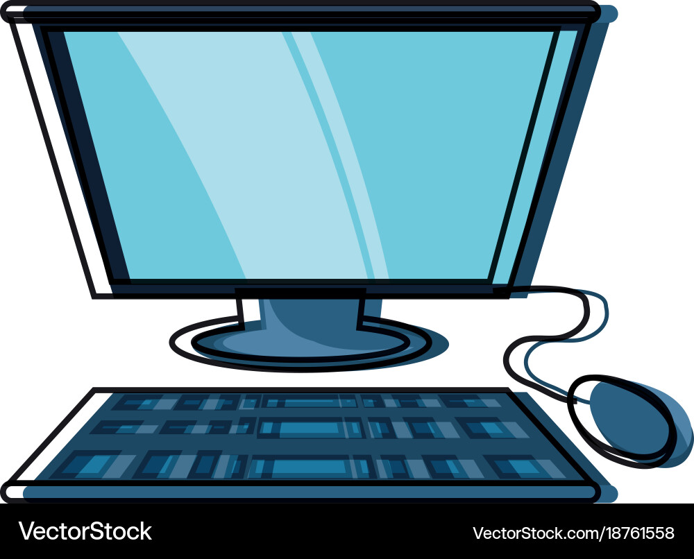 Computer with keyboard and mouse icon – Royalty-Free Vector | VectorStock, image size:1000x806