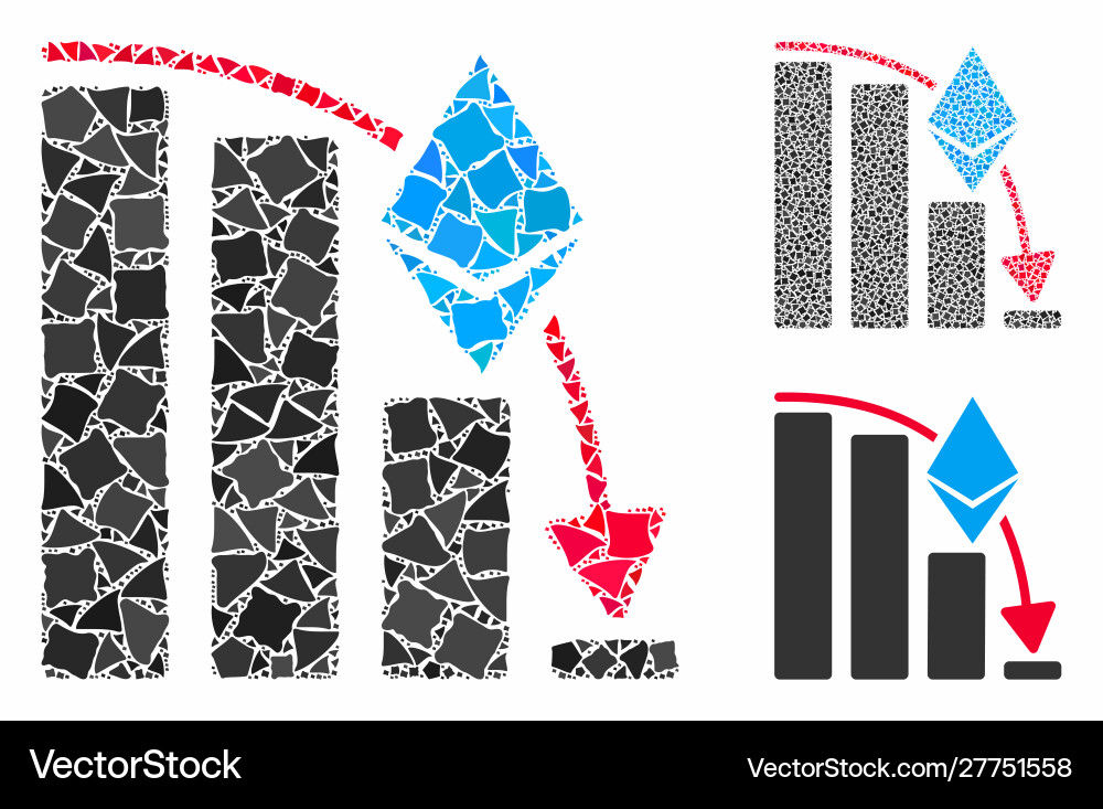 Ethereum falling acceleration chart composition Ethereum falling acceleration chart composition vector image