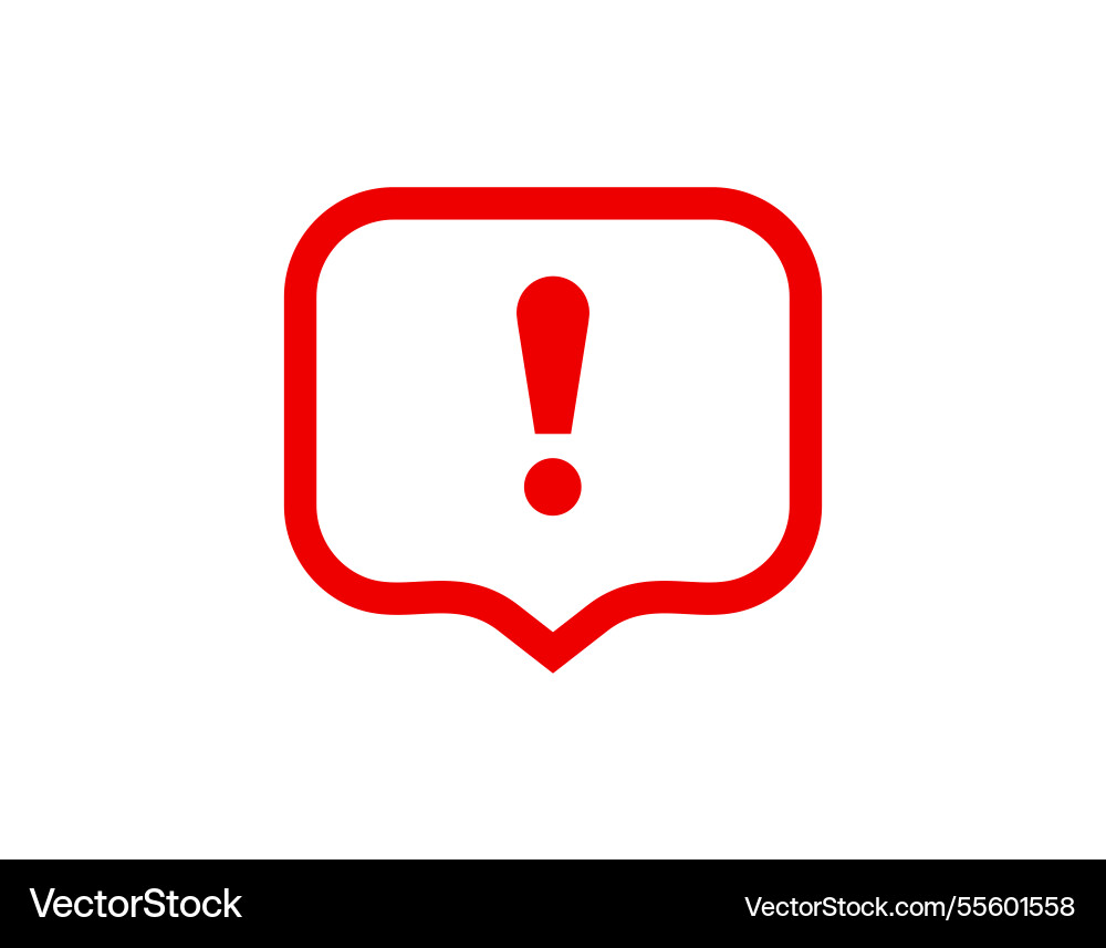 Exclamation mark warning sign in red framework Vector Image