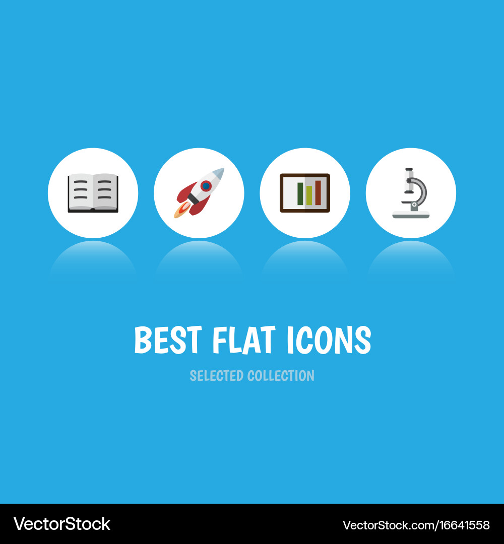 Flat icon science set of glass spaceship lecture Vector Image