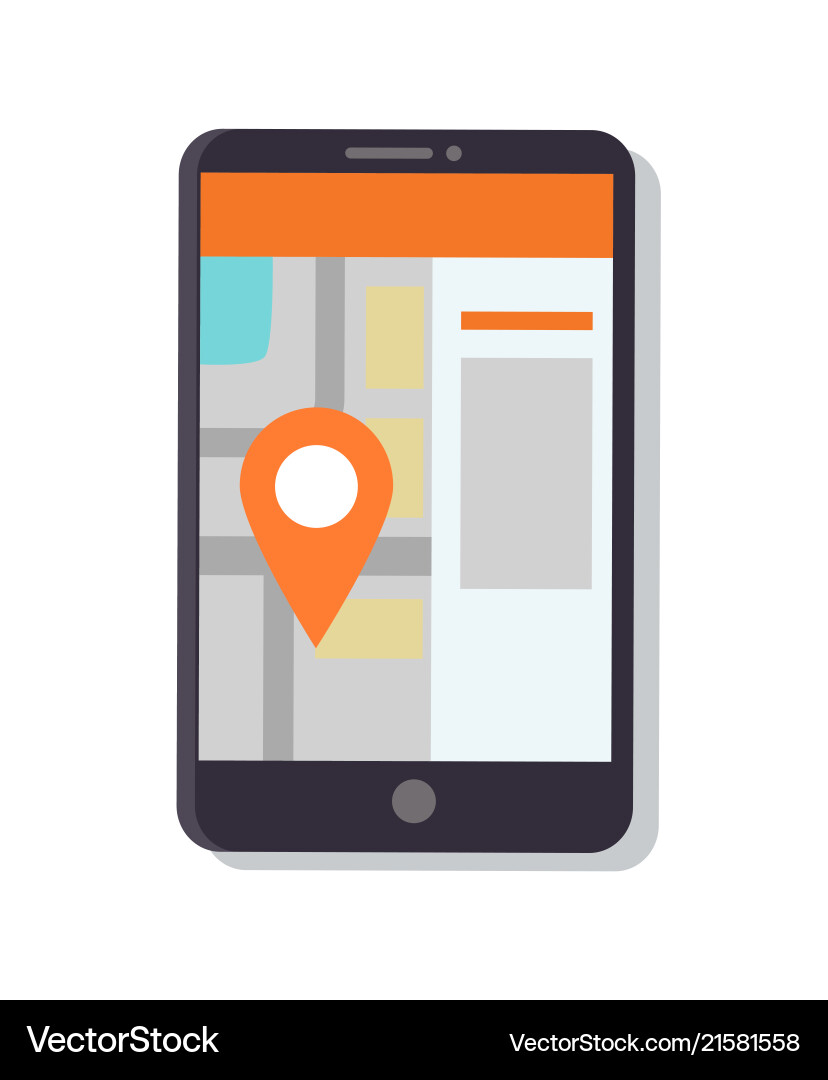 Gps navigation map in phone Royalty Free Vector Image