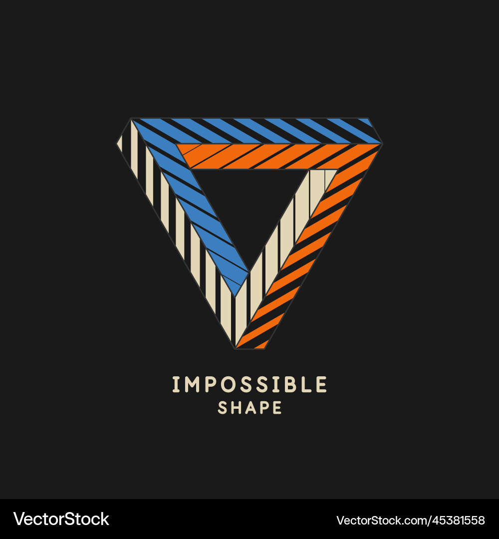 Impossible geometric shape the penrose triangle vector image