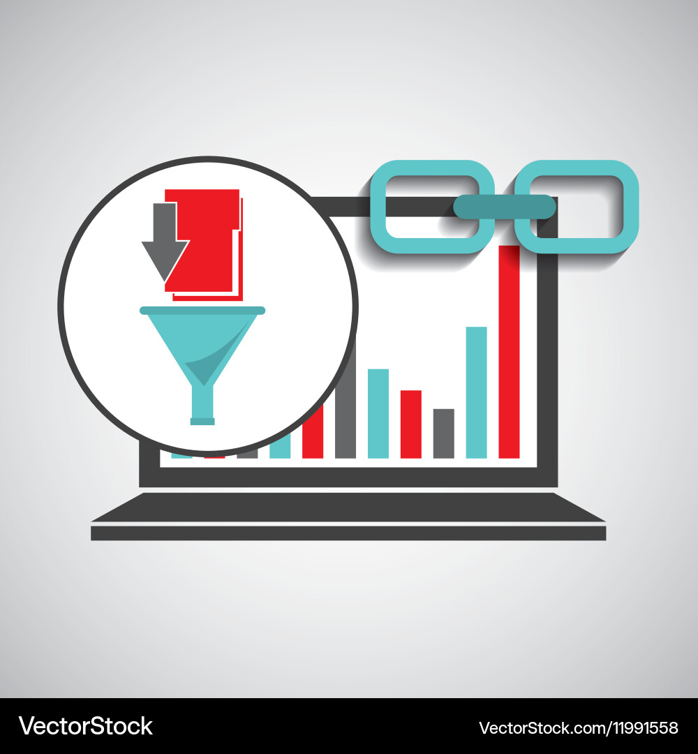Laptop graphs analysis file link web Vector Image