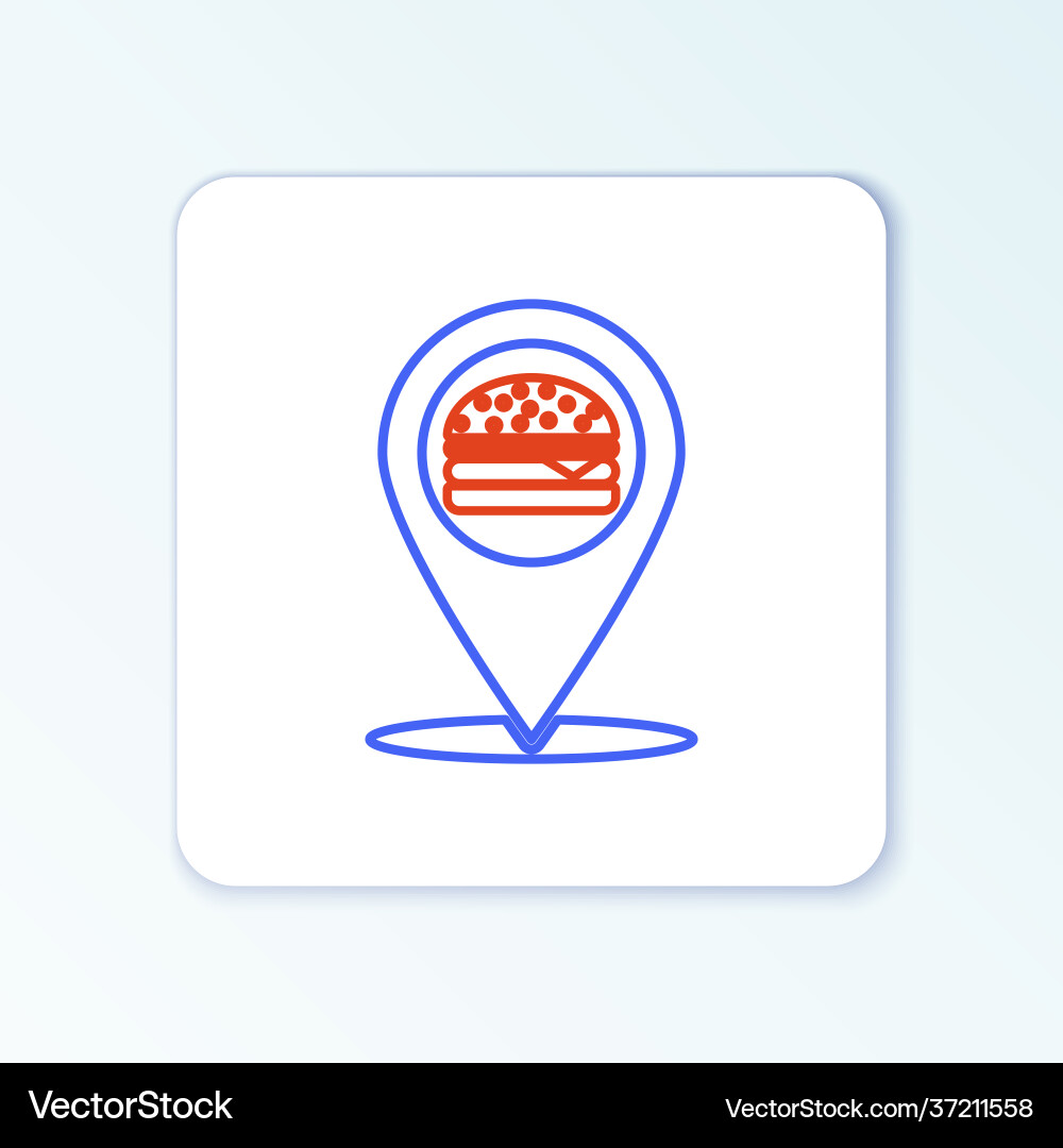 Line map pointer with fast food burger icon Vector Image