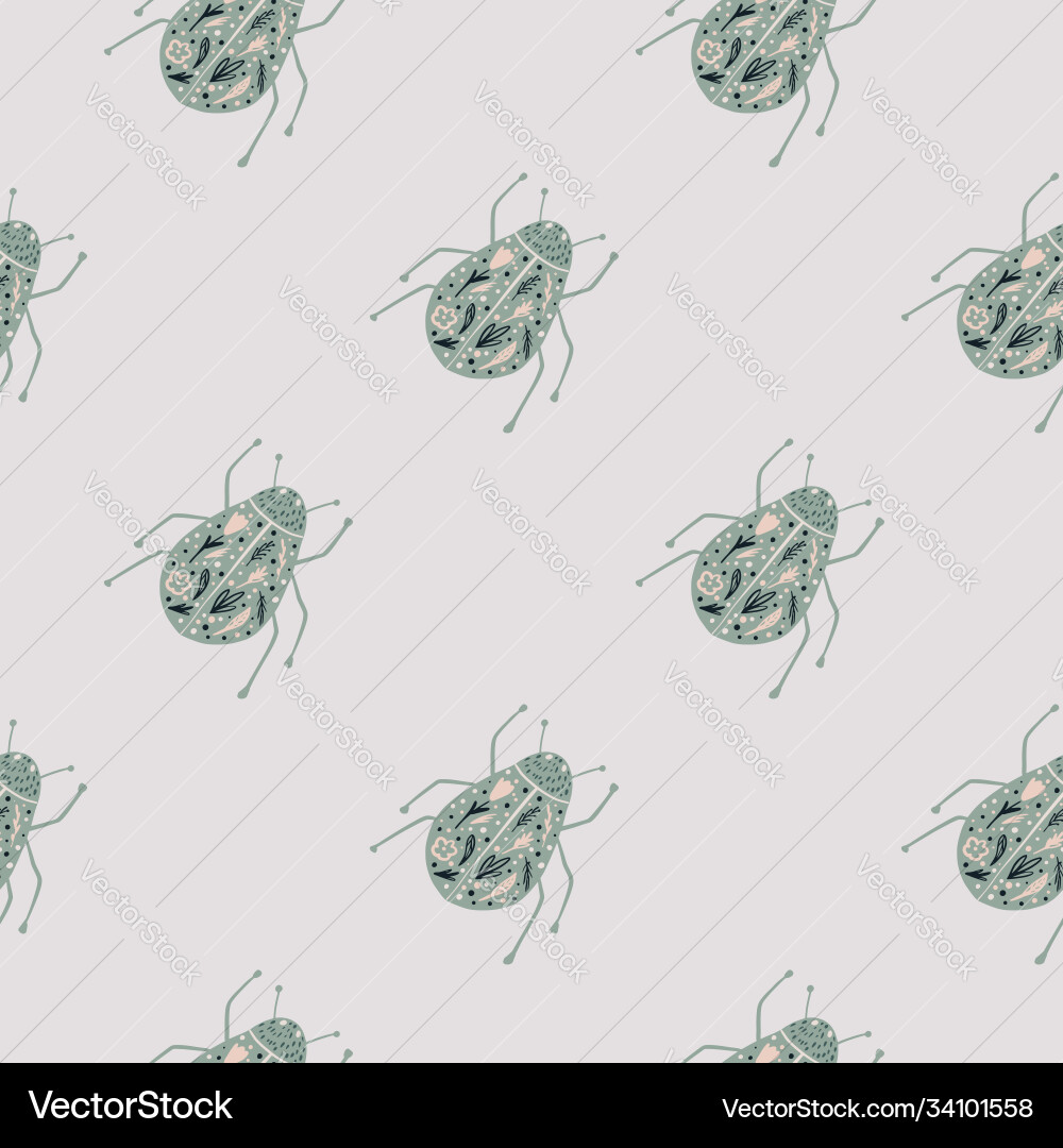 Pale diagonal seamless pattern with simple bugs Pale diagonal seamless pattern with simple bugs vector image