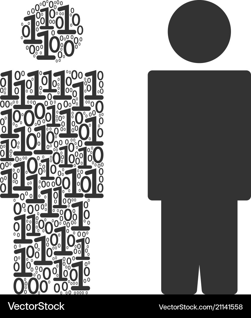 Person composition of binary digits vector image