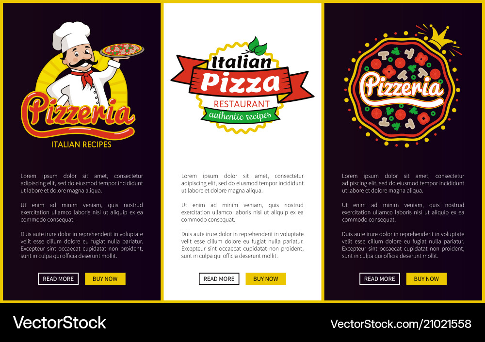 Pizzeria and chef with plate Vector Image