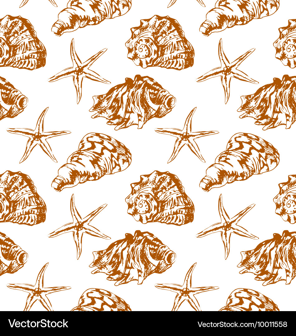 Seamless background with sea shells Vector Image