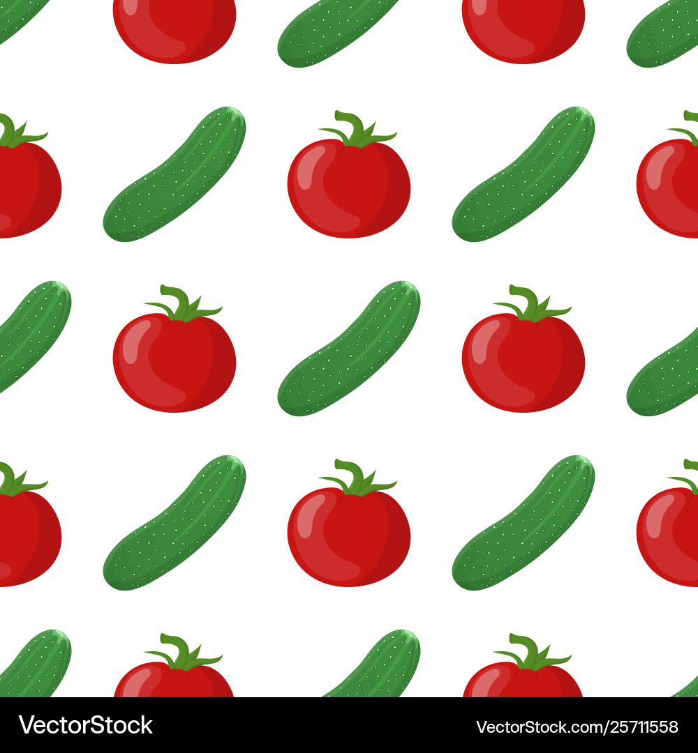 Seamless pattern with cucumber and tomato Seamless pattern with cucumber and tomato vector image