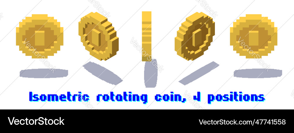 Set of rotating pixel coins for game or app Set of rotating pixel coins for game or app Vector Image