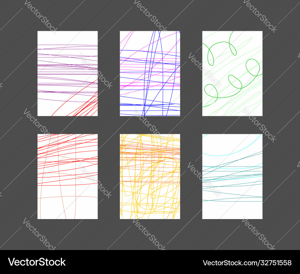 Set templates with abstract colour scribbles Vector Image