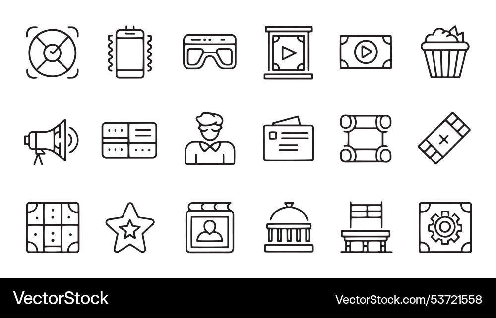Show web icons in line style cinema event Vector Image