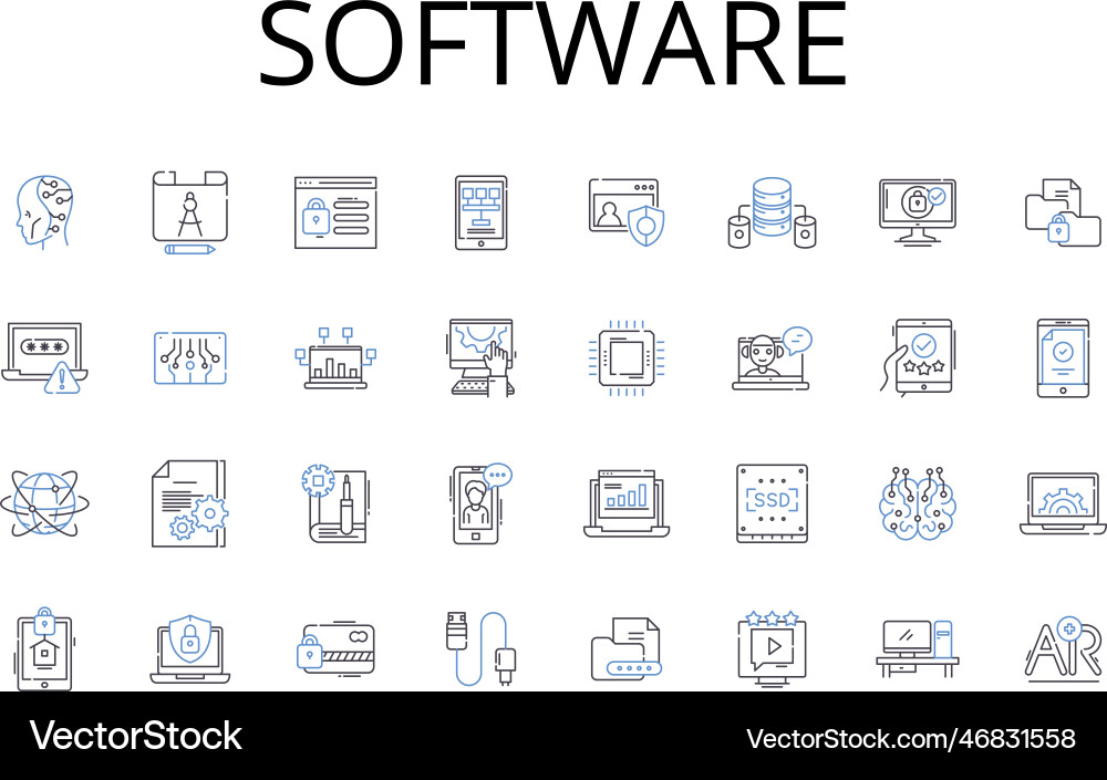 Software line icons collection hardware Vector Image