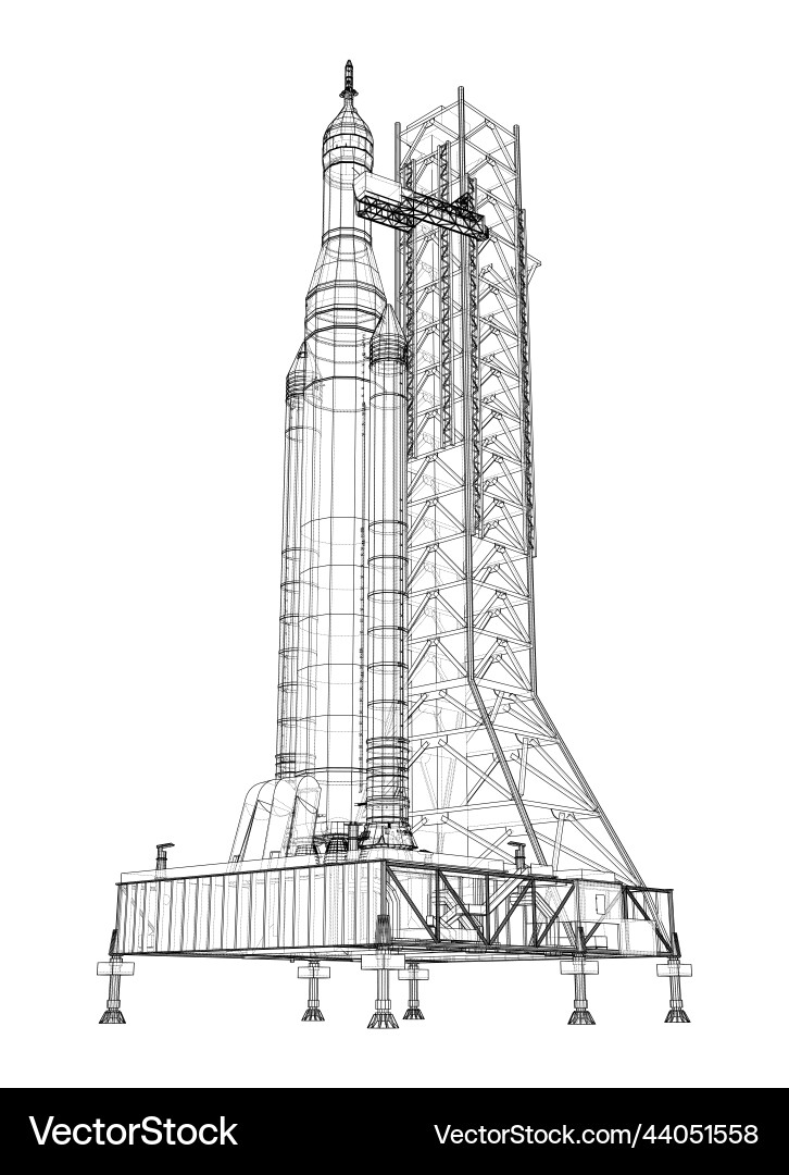 Space Rocket Launch Pad Rendering vector image