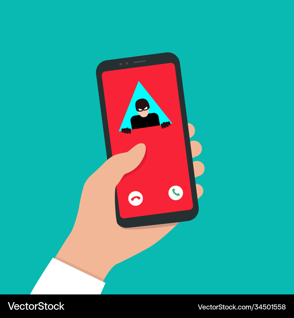 Spam call to your smartphone hacker attack Spam call to your smartphone hacker attack vector image