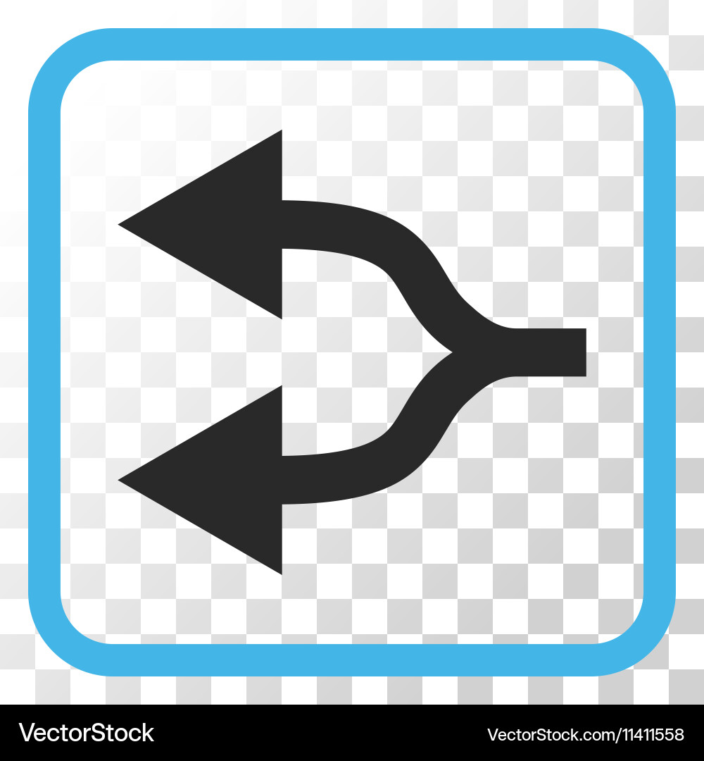 Split arrows left icon in a frame vector image