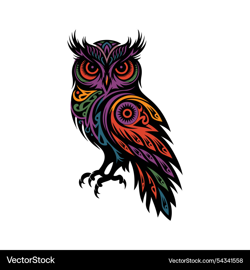 Tribal owl clipart tattoo and logo design Vector Image