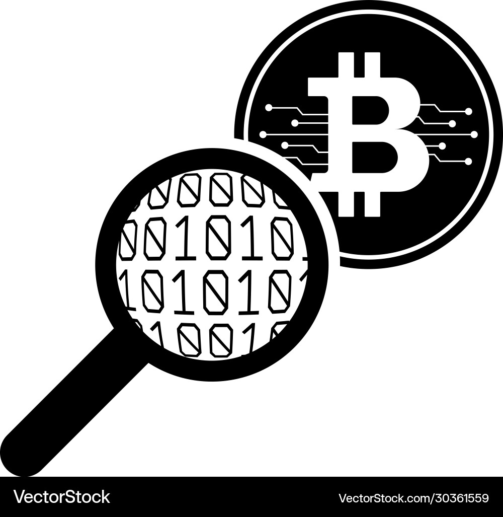 Bitcoin Verification with Magnifying Glass – Royalty-Free Vector |  VectorStock