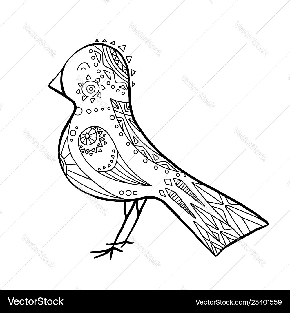 Boho Bird with Linear Pattern vector image