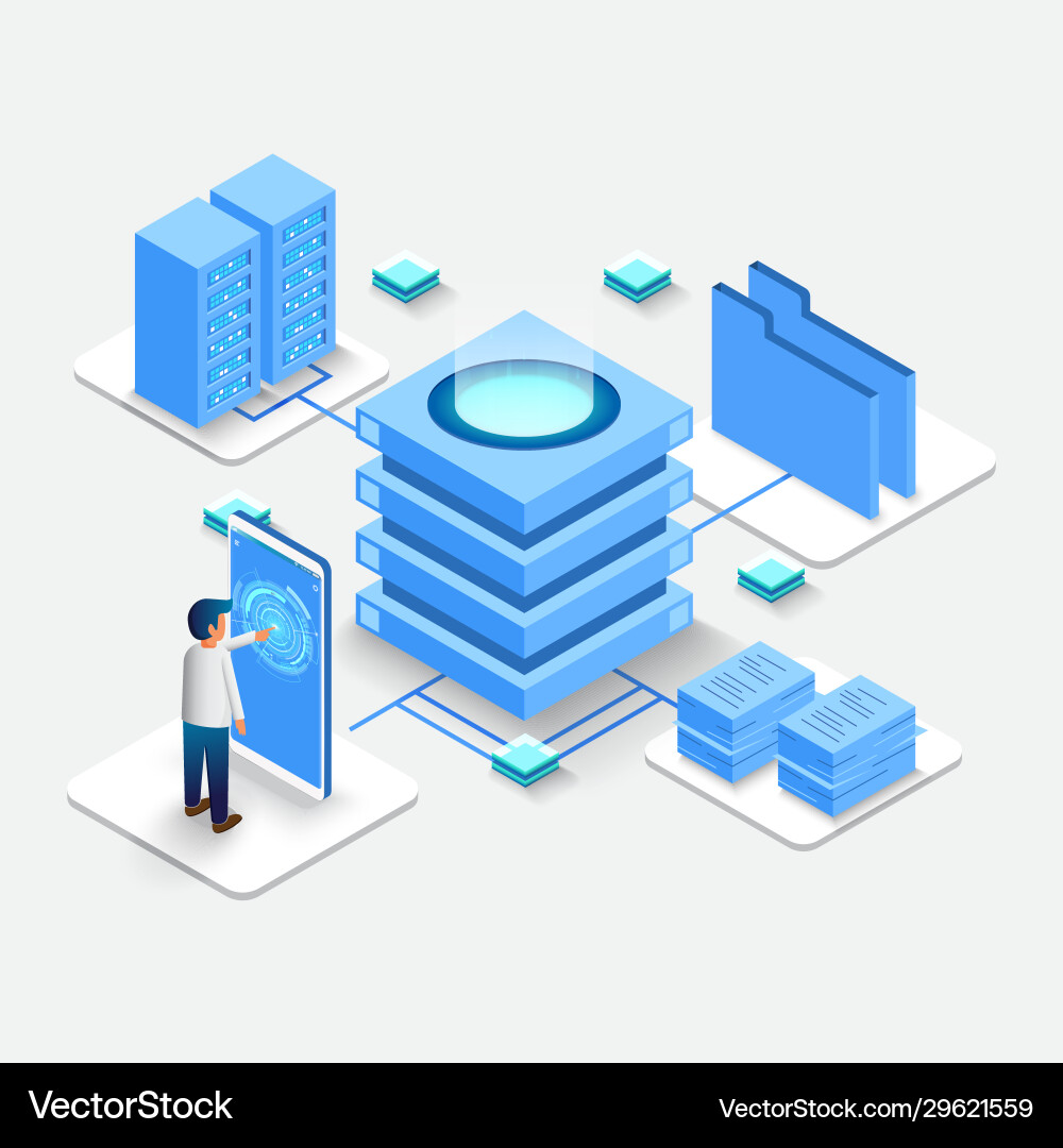 Computation big data center information vector image