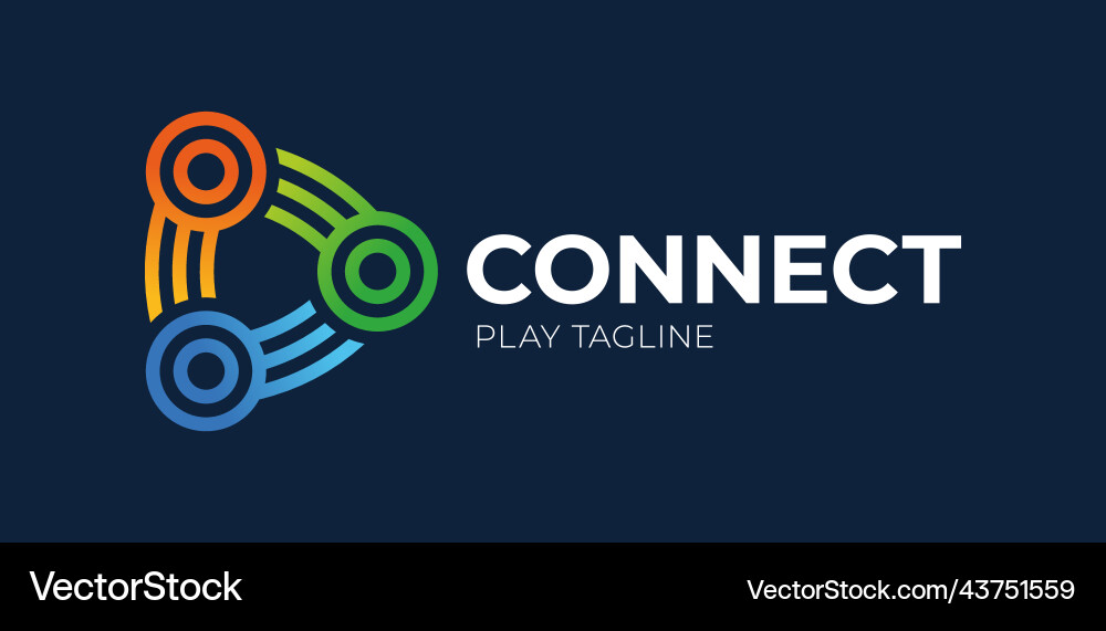 Connect play button logo link connection vector image