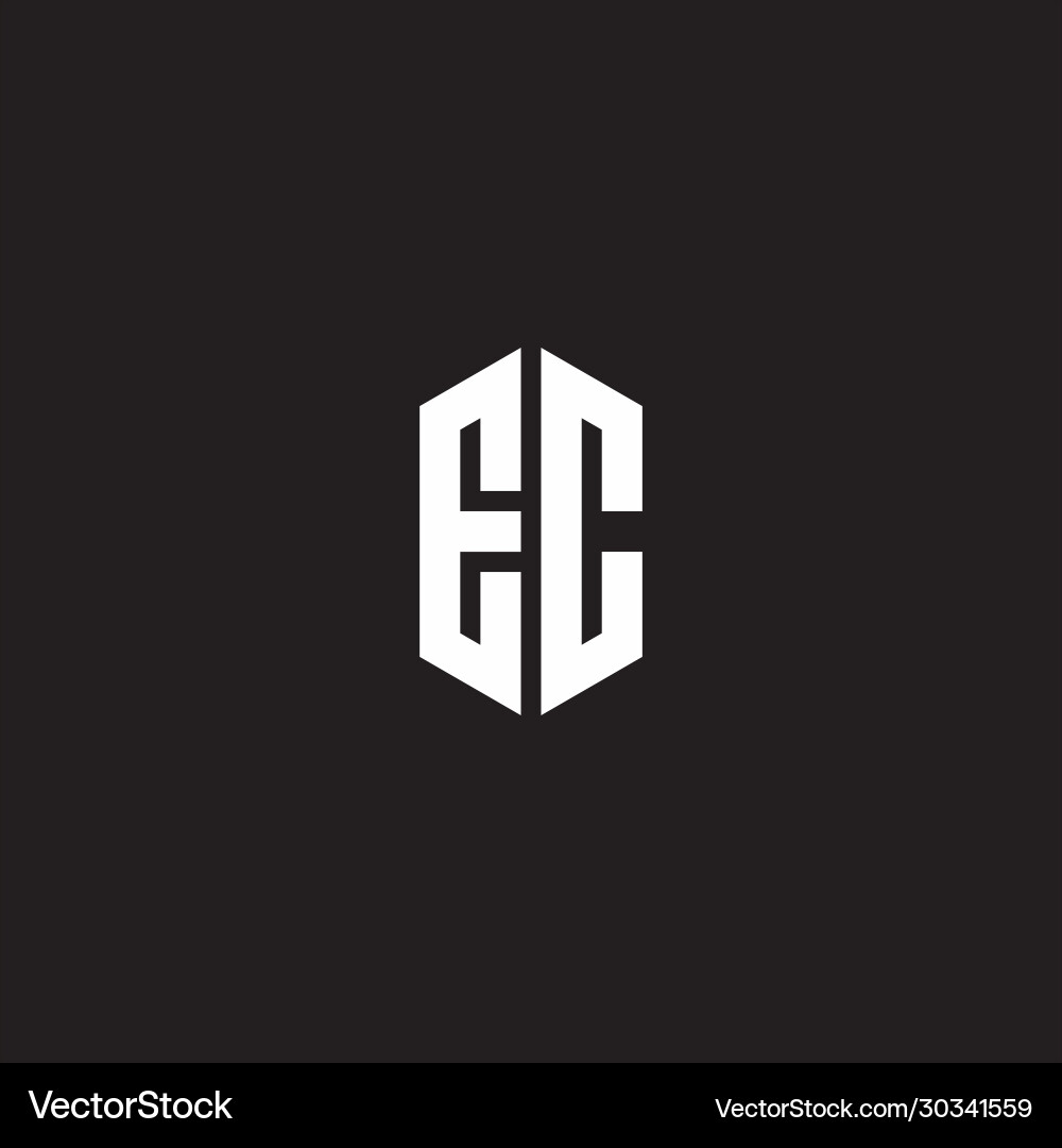 Ec logo monogram with hexagon shape style design Ec logo monogram with hexagon shape style design Vector Image