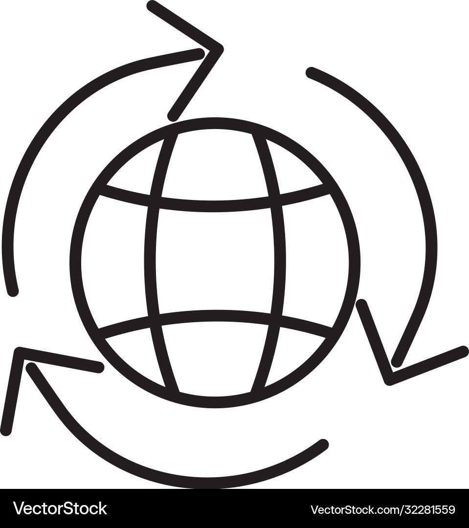 Global sphere with circular arrows around line Global sphere with circular arrows around line vector image