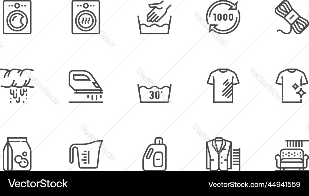 Laundry line icons set Laundry line icons set vector image