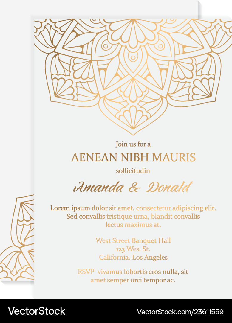 Luxury wedding invitation Luxury wedding invitation vector image