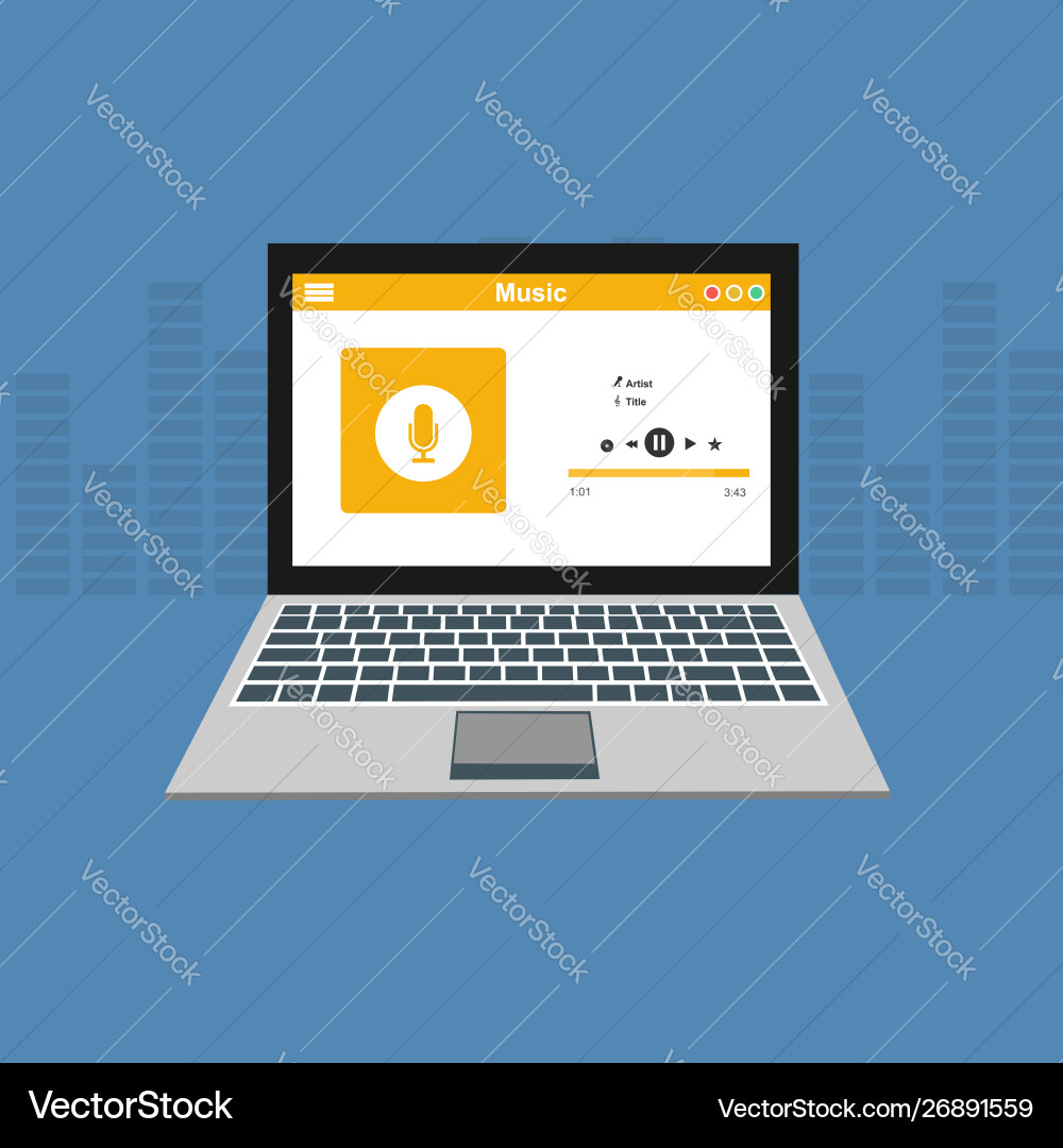 Media player application app template with flat Media player application app template with flat vector image