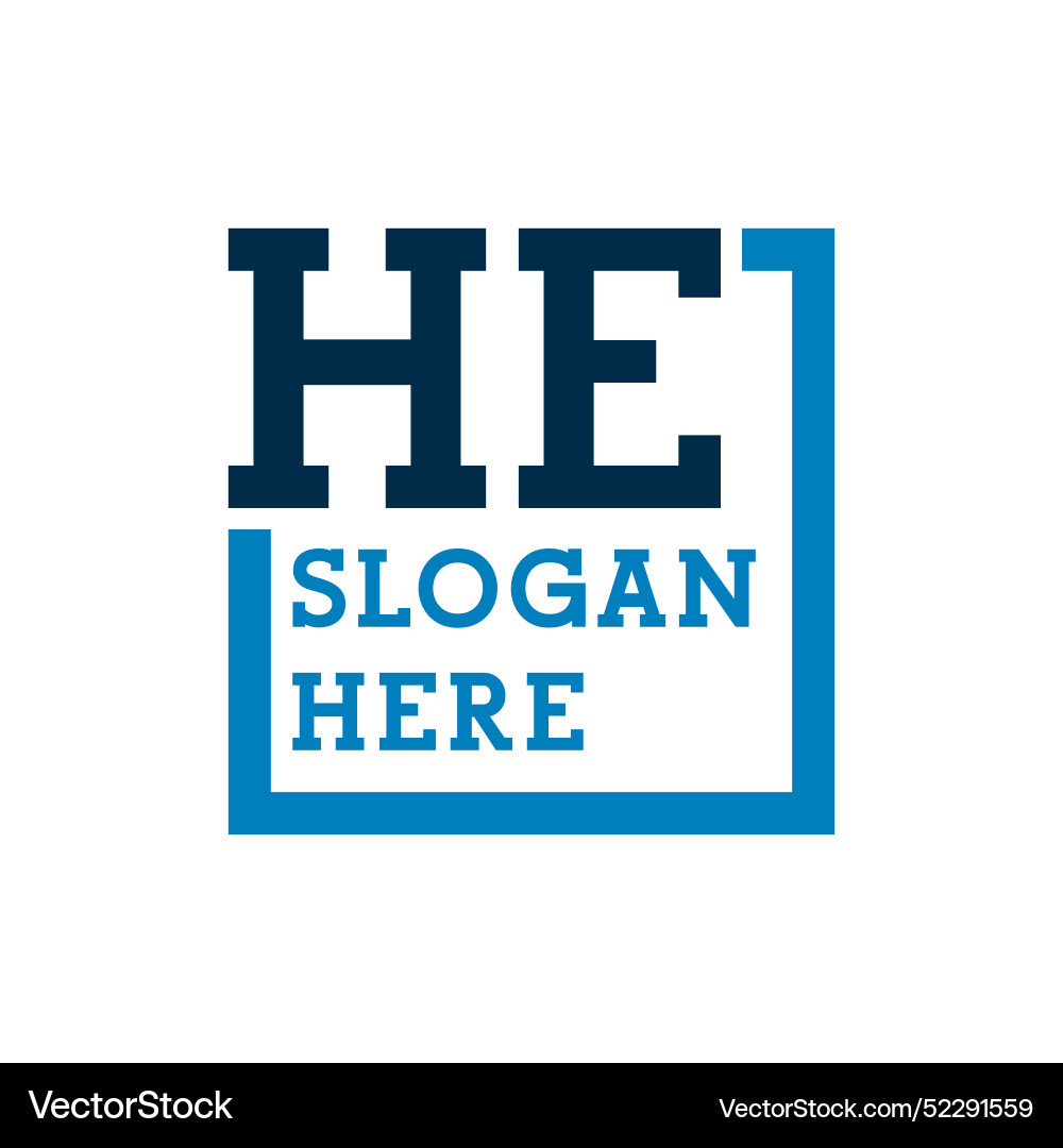 Minimal initials logo letters h and e he initial Vector Image