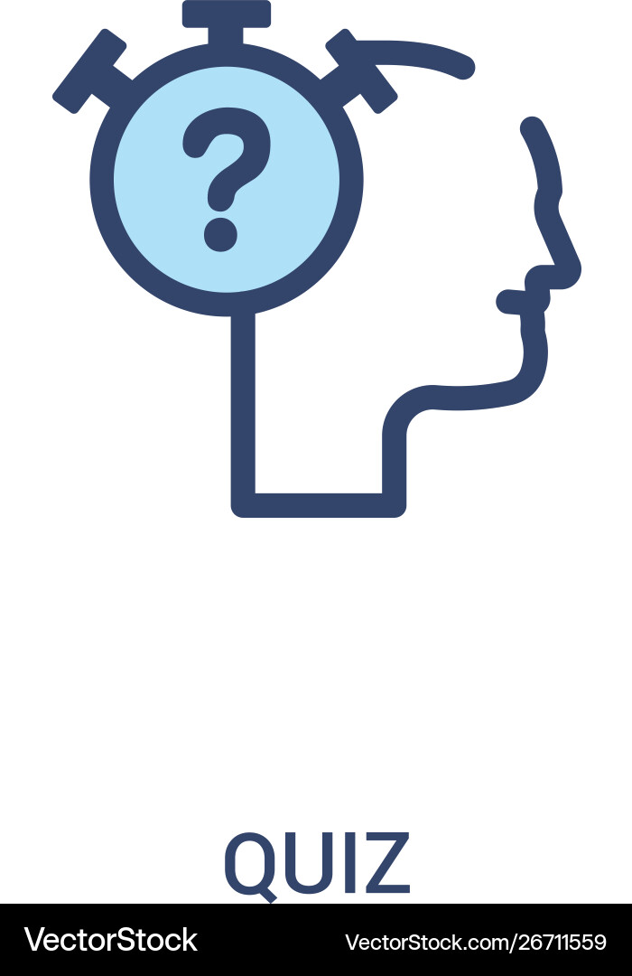 Quiz concept 2 colored icon simple line element Quiz concept 2 colored icon simple line element vector image