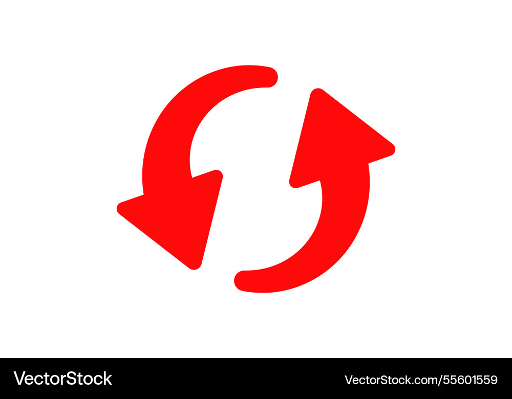 Red circular arrows symbolizing continuous vector image