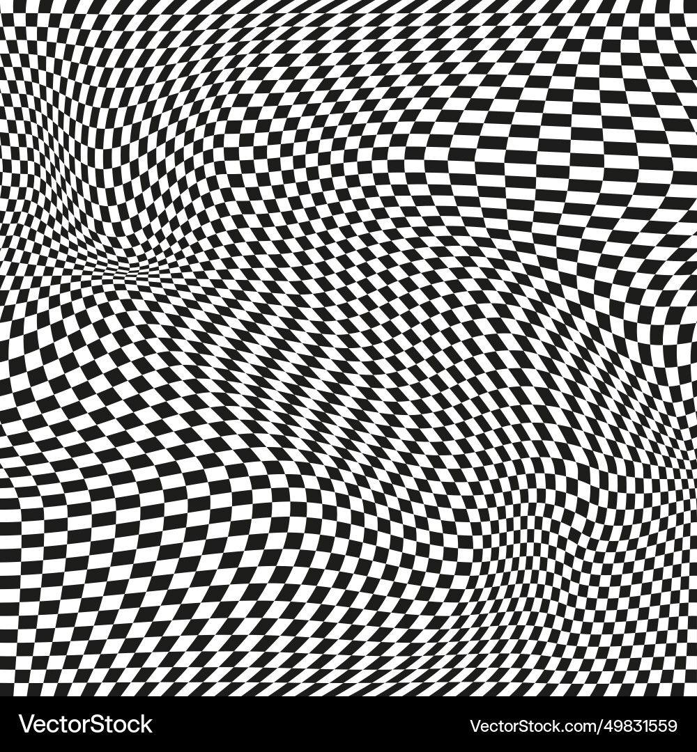 Seamless checkered pattern distorted optical vector image