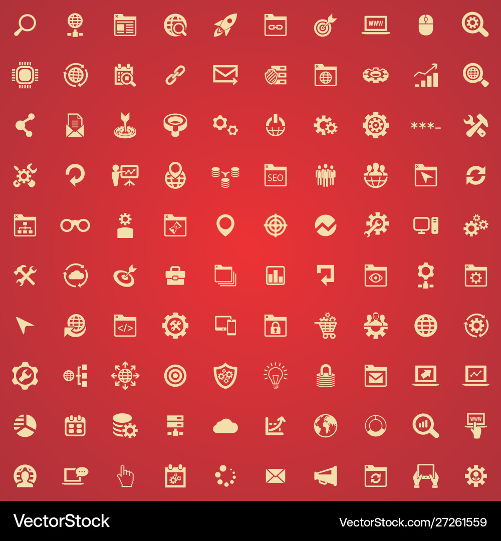 Seo 100 icons universal set for web and ui vector image
