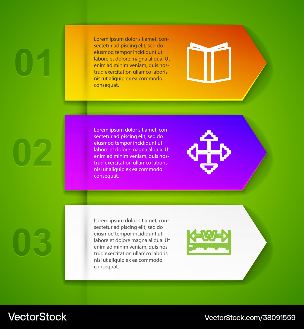 Set line open book pixel arrows in four vector image