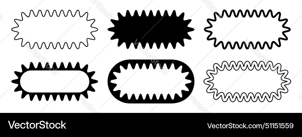 Set of different oval frames with wiggly edges Set of different oval frames with wiggly edges vector image