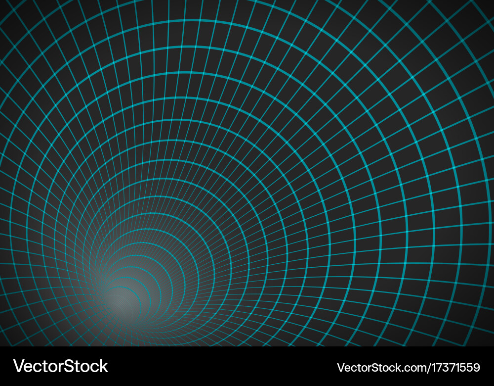 Tunnel background 3d wireframe grid vector image