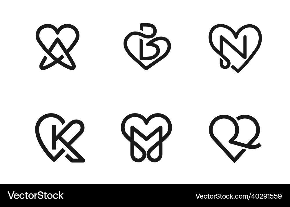 Ursprünglicher linearer Buchstabe kombinieren mit Herzsymbol Ursprünglicher linearer Buchstabe kombinieren mit Herzsymbol vektorbild